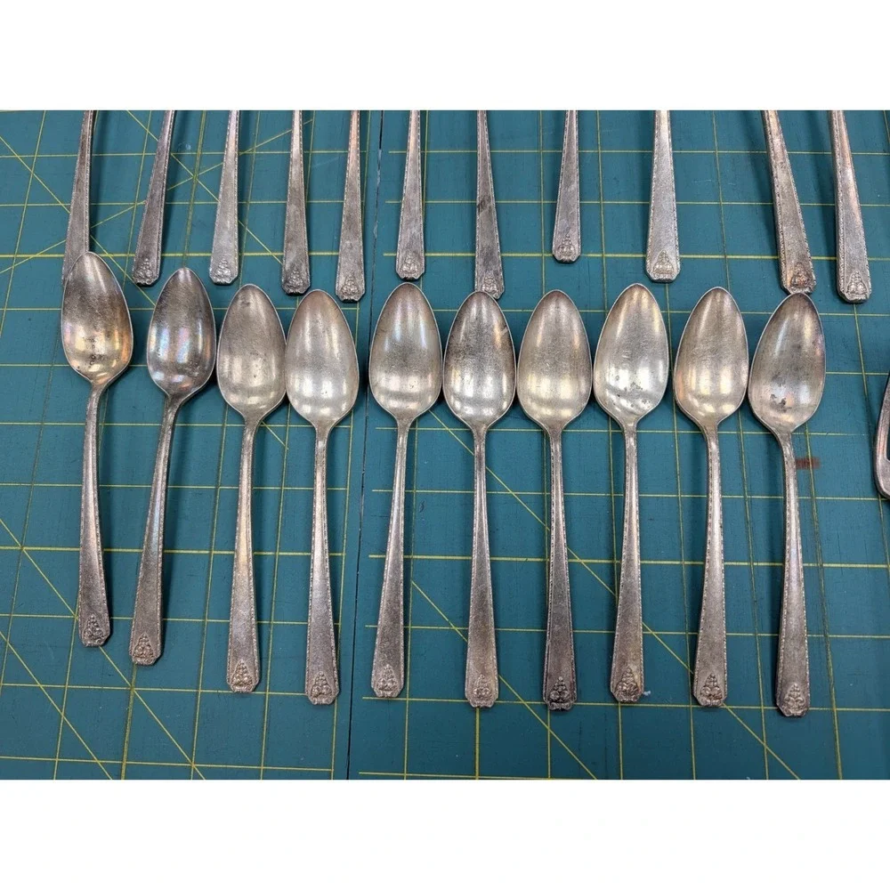 Vintage Prestige Plate Bordeaux Sterling Plate Flatware 37 Pieces Service for 7
